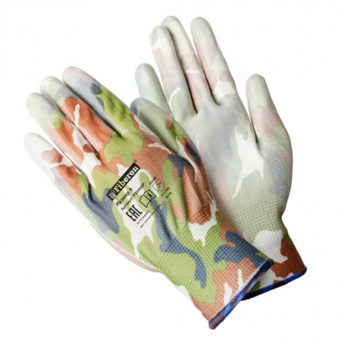 Перчатки «Для садовых работ», полиэстер, полиуретановое покрытие, разноцветные, микс цветов №2, в и/у, Fiberon, 8(M)