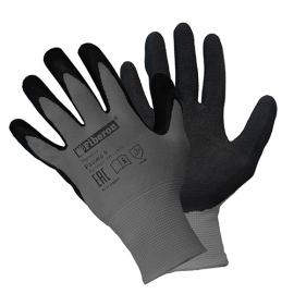 Перчатки «Комфорт: ГРАФИТ» полиэстеровые, вспененное латексное покрытие, Fiberon, 9(L)